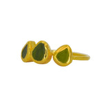 Green Sea Glass, Gold Vermeil - Size Q