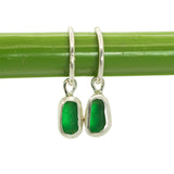 Green Sea Glass Hoops