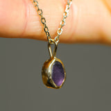 Purple Sea Glass Necklace - Gold Vermeil