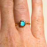 Blue Sea Glass, Gold Vermeil - Size M