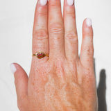 Red Sea Glass Heart, Gold Vermeil - Size Q