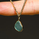 Green Sea Glass Necklace - Gold Vermeil