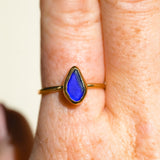 Blue Sea Glass, Gold Vermeil - Size R