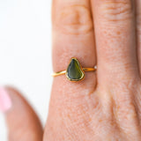 Green Sea Glass, Gold Vermeil - Size O