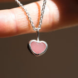 Pink Sea Glass Heart Necklace