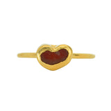 Red Sea Glass Heart, Gold Vermeil - Size Q