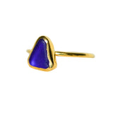 Blue Sea Glass, Gold Vermeil - Size O