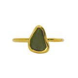 Green Sea Glass, Gold Vermeil - Size O