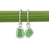 Green Sea Glass Hoops