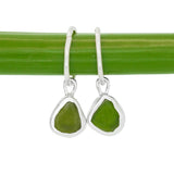 Green Sea Glass Hoops