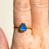 Blue Sea Glass, Gold Vermeil - Size P