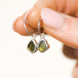 Green Sea Glass Hoops