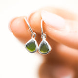 Green Sea Glass Hoops