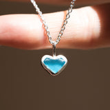 Blue Sea Glass Heart Necklace