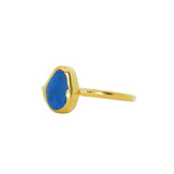 Blue Sea Glass, Gold Vermeil - Size L