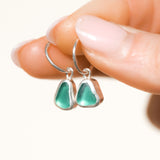 Green Sea Glass Hoops