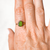 Green Sea Glass, Gold Vermeil - Size N 1/2