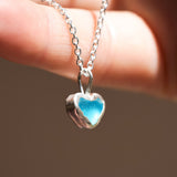 Blue Sea Glass Heart Necklace