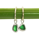 Green Sea Glass Hoops
