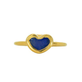 Blue Sea Glass Heart, Gold Vermeil - Size M