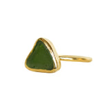 Green Sea Glass, Gold Vermeil - Size M