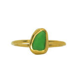 Green Sea Glass, Gold Vermeil - Size S