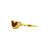 Red Sea Glass Heart, Gold Vermeil - Size M