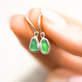 Green Sea Glass Hoops