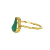Green Sea Glass, Gold Vermeil - Size Q