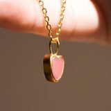 Pink Sea Glass Heart Necklace, Gold Vermeil