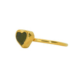 Green Sea Glass Heart, Gold Vermeil - Size N