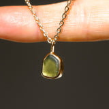 Green Sea Glass Necklace - Gold Vermeil