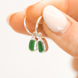 Green Sea Glass Hoops