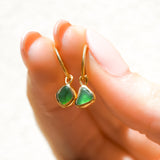 Green Sea Glass Hoops - Gold Vermeil