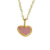 Pink Sea Glass Heart Necklace, Gold Vermeil