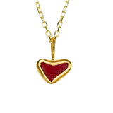 Red Sea Glass Heart Necklace, Gold Vermeil