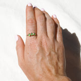 Green Sea Glass, Gold Vermeil - Size Q