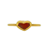Red Sea Glass Heart, Gold Vermeil - Size P