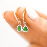 Green Sea Glass Hoops