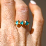 Blue Sea Glass, Gold Vermeil - Size M