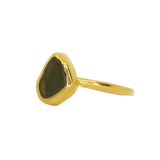 Green Sea Glass, Gold Vermeil - Size K