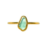 Green Sea Glass, Gold Vermeil - Size Q