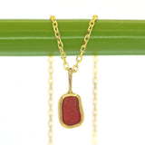 Red Sea Glass Necklace - Gold Vermeil