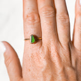 Green Sea Glass, Gold Vermeil - Size R