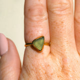 Green Sea Glass, Gold Vermeil - Size O