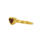 Red Sea Glass Heart, Gold Vermeil - Size N