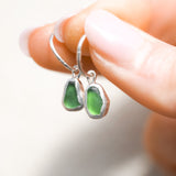 Green Sea Glass Hoops