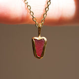 Red Sea Glass Heart Necklace, Gold Vermeil