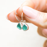 Green Sea Glass Hoops