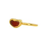 Red Sea Glass Heart, Gold Vermeil - Size O
